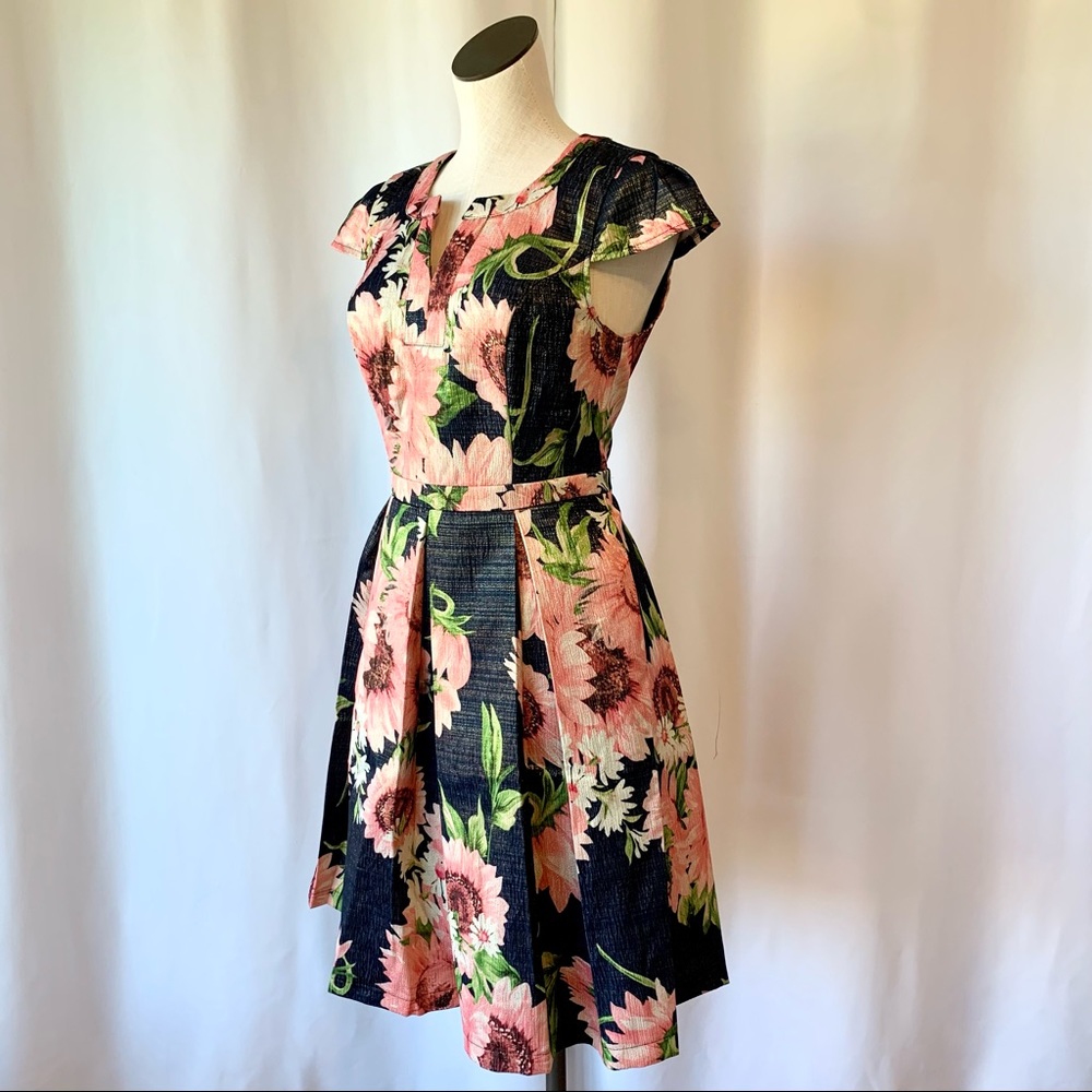 ModCloth NWT Navy Blue Pink Vintage Dress Size 10